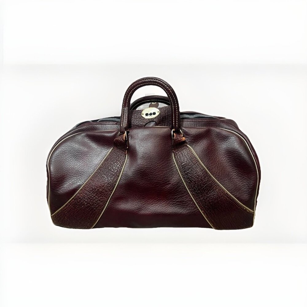 Vintage 1960s PGA Pro Golf Duffel Weekend Bag Burgundy Leather PRO ONLY USA